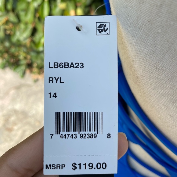 NWT La Blanca Women's One PIece Swimsuit Size 14 Blue Strappy Plunge - Picture 7 of 8